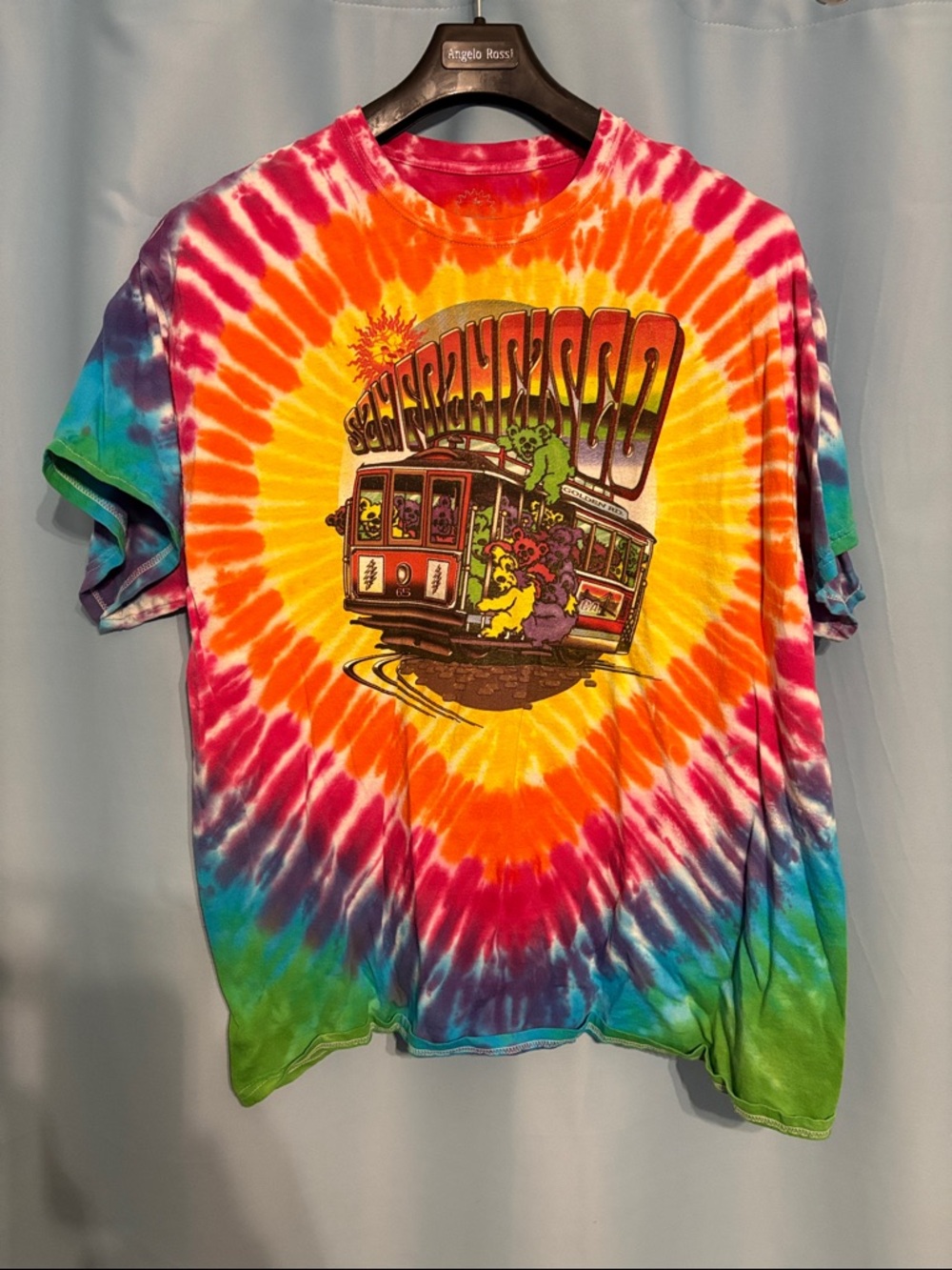 Tie-Dye Grateful Dead Dancing Bears San Francisco Cable Car Graphic Tee